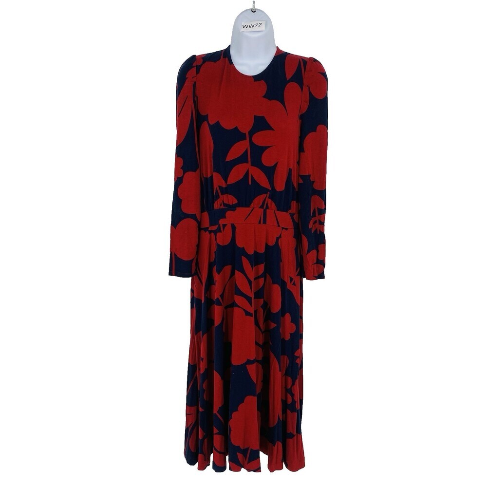 Boden Women's Navy/Red Floral Print Long Sleeve Maxi Dress Size 8 Petite